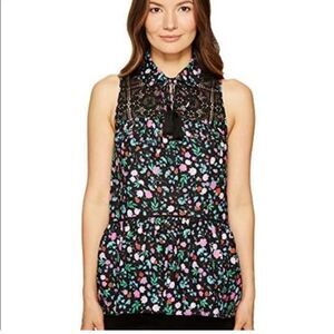 NWT|Kate Spade Greenhouse Lace Yolk Silk Floral Sleeveless Top, SMALL